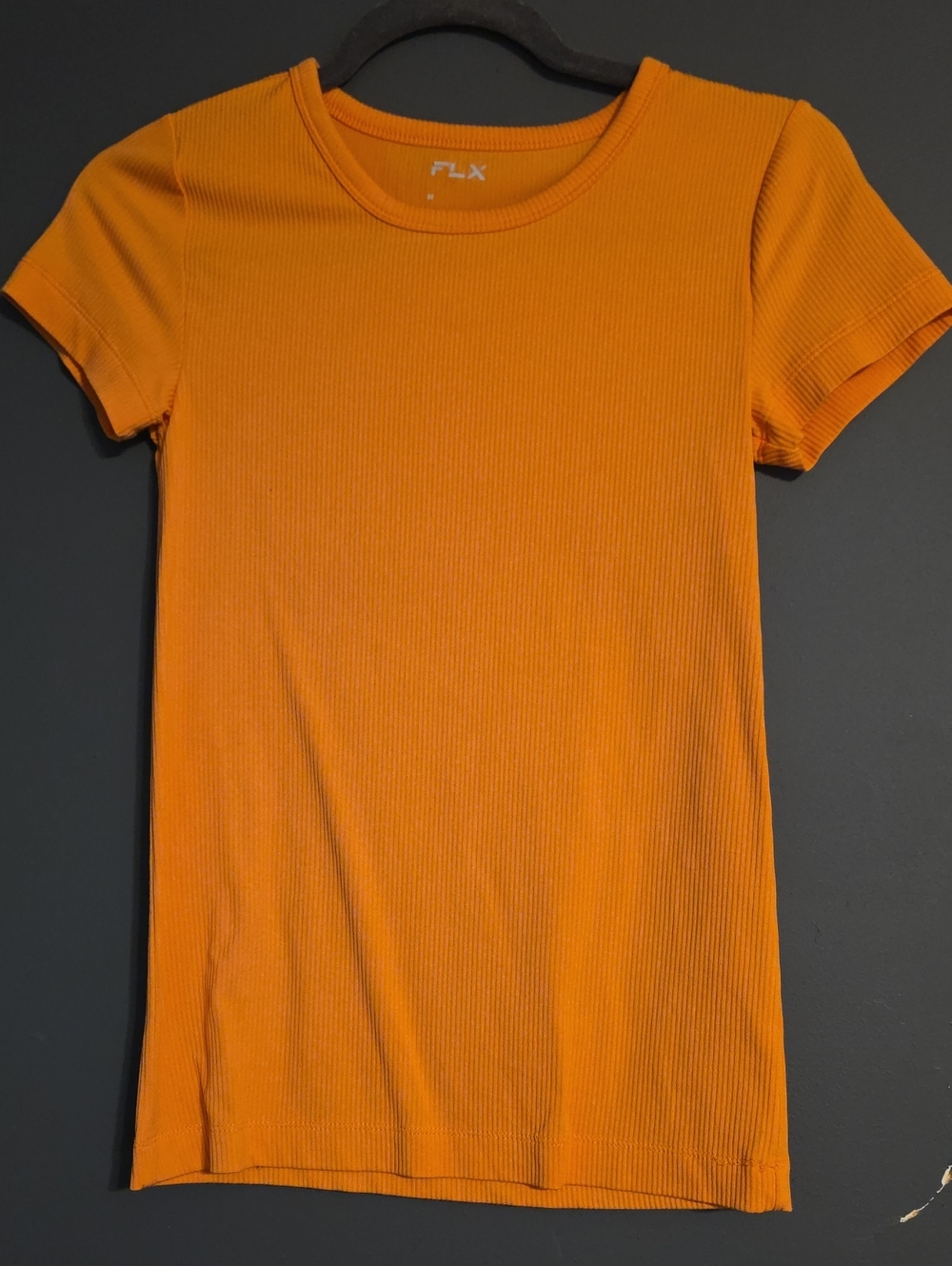 FLX Women’s Short Sleeve Ribbed Tee in Orange